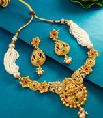 pearl strand temple necklace set with earring