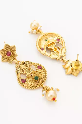 pearl strand temple necklace set with earring