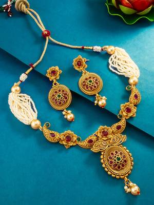 floral pearl strand necklace set with earrings 1