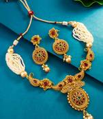 floral pearl strand necklace set with earrings