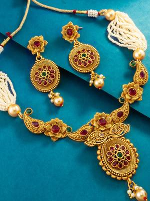 floral pearl strand necklace set with earrings 2