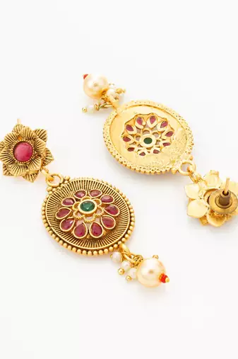 floral pearl strand necklace set with earrings