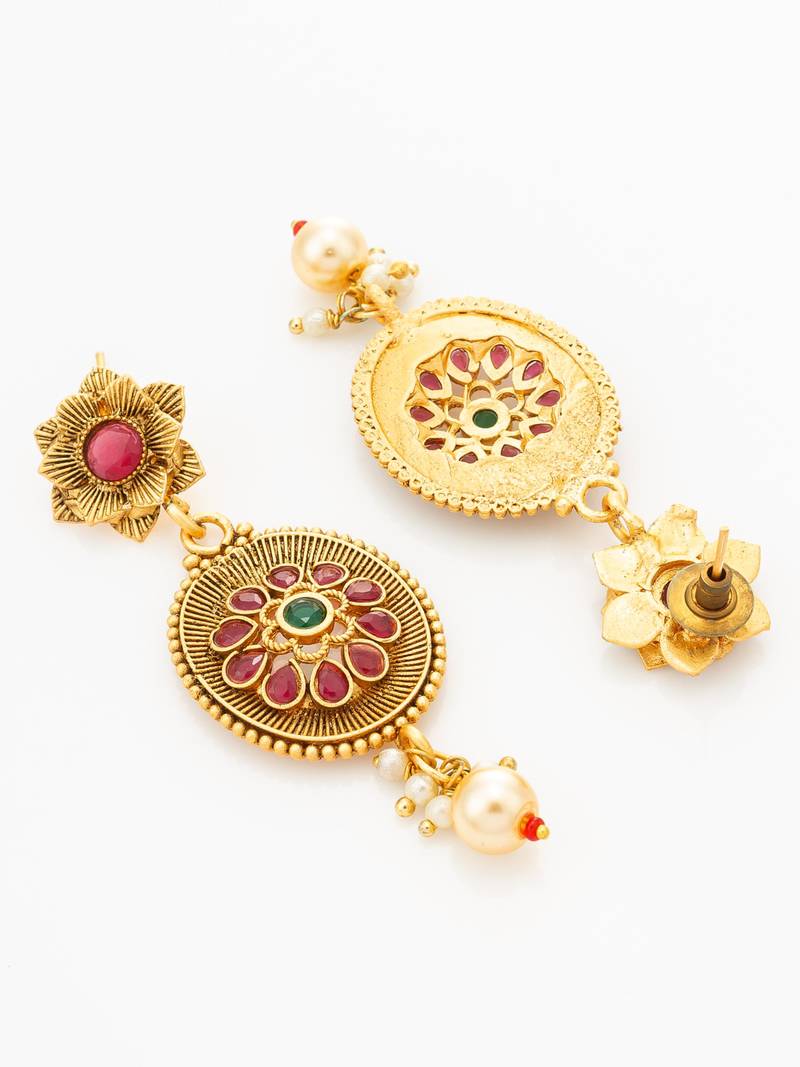 floral pearl strand necklace set with earrings