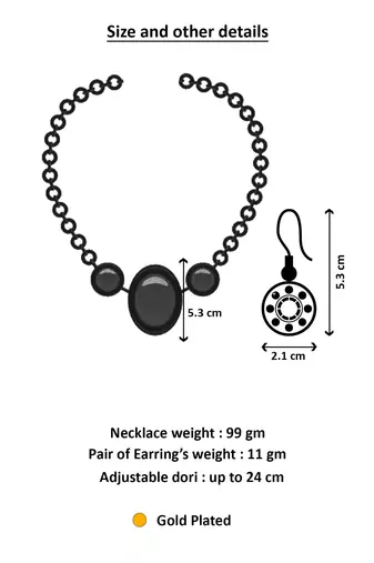 temple crescent motif pearl necklace set with earrings