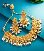 kundan krishna motif choker necklace set with earrings
