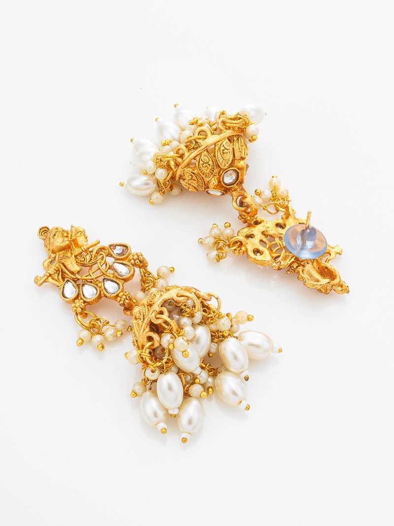 kundan krishna motif choker necklace set with earrings