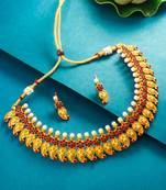 mango paisley motif necklace set with earrings