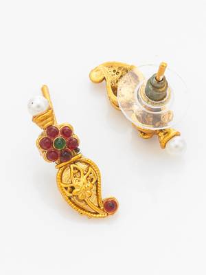 mango paisley motif necklace set with earrings 3