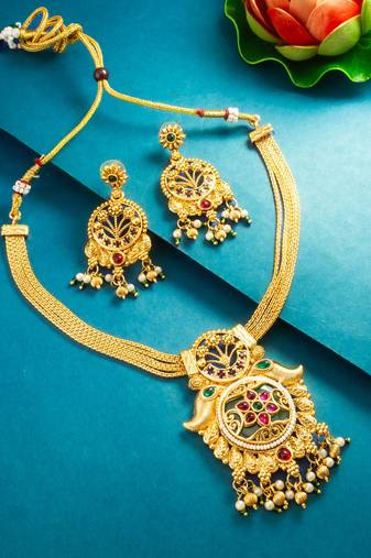 multi strand statement pendant necklace set with earrings