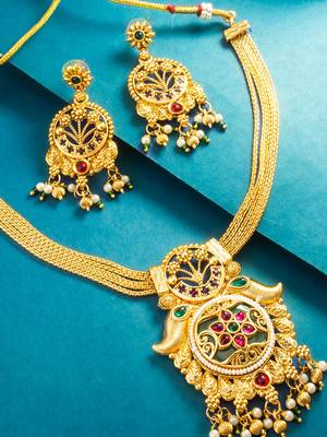 multi strand statement pendant necklace set with earrings 2