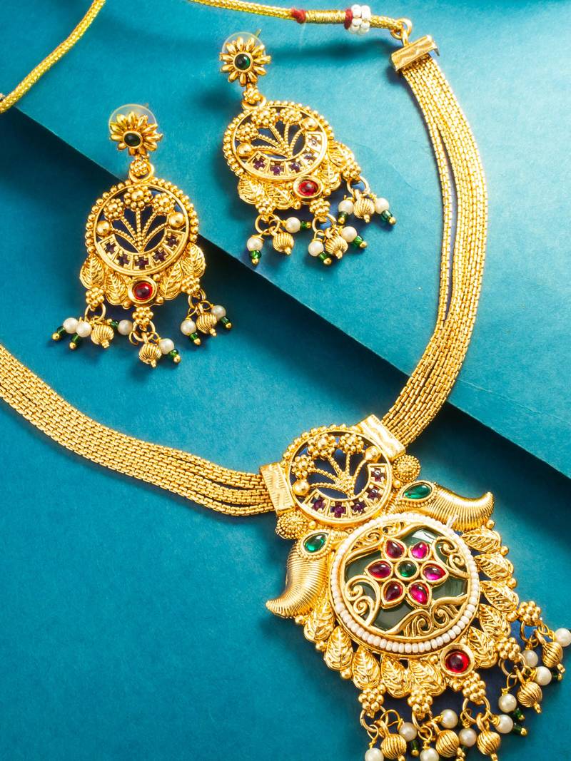 multi strand statement pendant necklace set with earrings