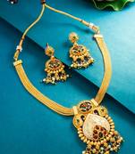 meenakari floral pendant necklace set with earrings