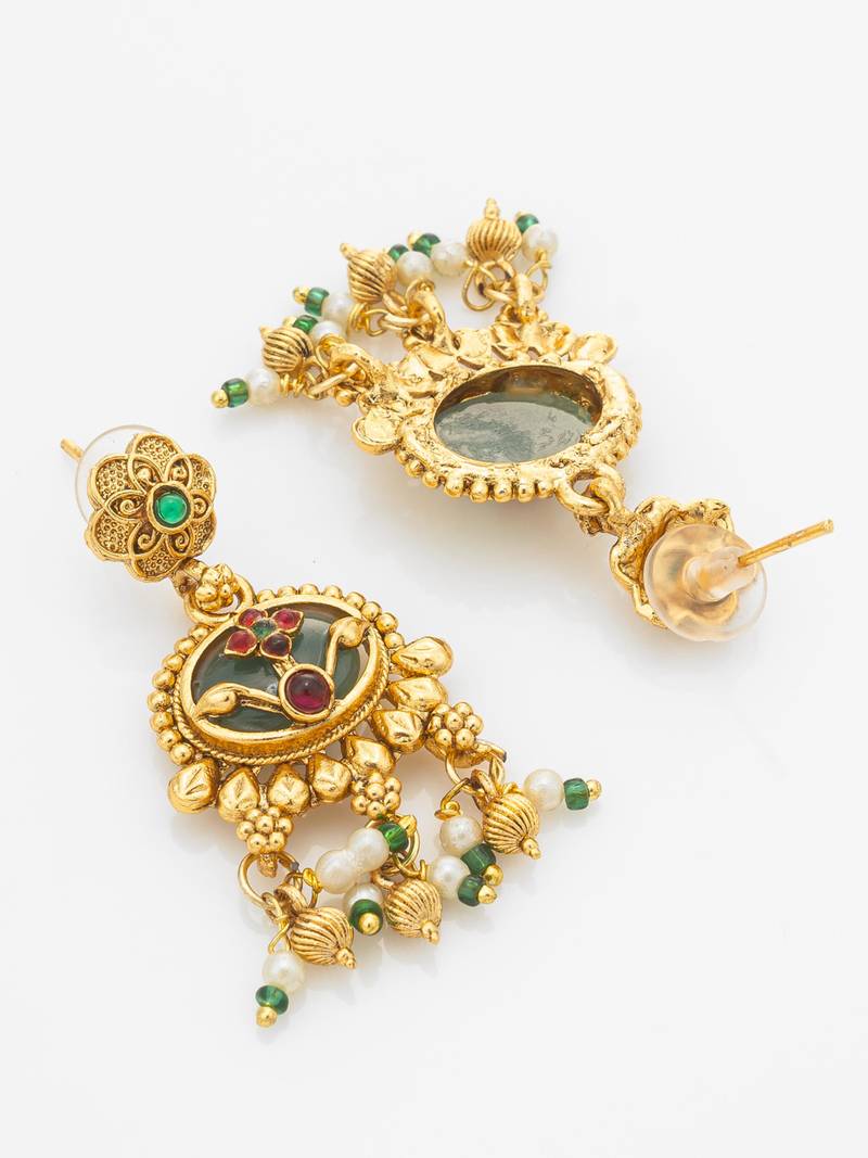 meenakari floral pendant necklace set with earrings