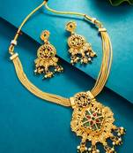 diamond motif statement pendant necklace set with earrings