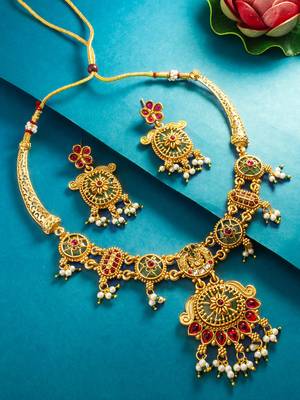 floral wheel medallion necklace set with earrings 1