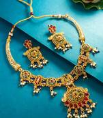 floral wheel medallion necklace set with earrings