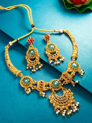 crescent drop medallion necklace set with earrings 1