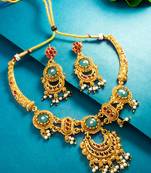 crescent drop medallion necklace set with earrings