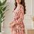 PEACH FLORAL DIGITAL PRINT WORK FABRIC RAYON WOMEN KURTI