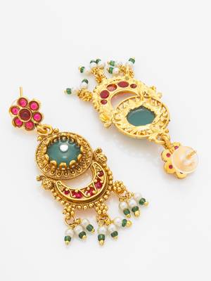 crescent drop medallion necklace set with earrings 3