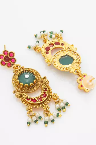 crescent drop medallion necklace set with earrings