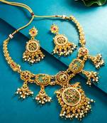 elephant motif statement pendant necklace set with earrings
