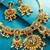 lotus motif crescent drop necklace set with earrings