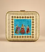 Royal Courtesan Miniature Art Clutch Bag with Gold Embellishment