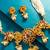 medallion motif pearl strand necklace set with earrings