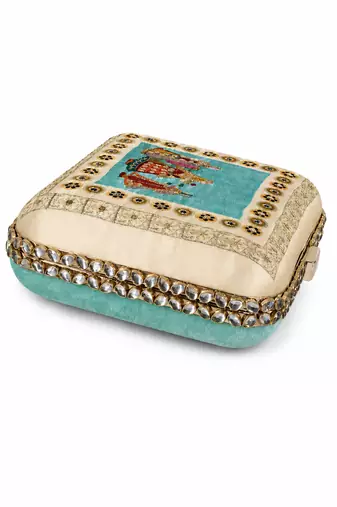 Royal Courtesan Miniature Art Clutch Bag with Gold Embellishment