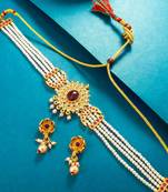 pearl strand choker necklace set with earrings