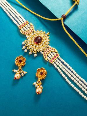 pearl strand choker necklace set with earrings 2