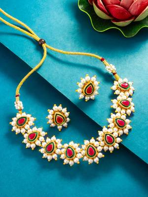 teardrop stone pearl cluster necklace set with earrings 1