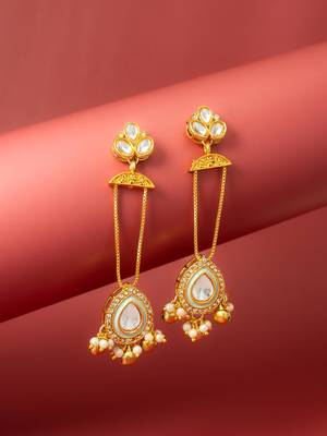 wedding special turquoise enamel kundan chandelier drop earrings with pearl ghungroo 1
