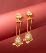 wedding special turquoise enamel kundan chandelier drop earrings with pearl ghungroo