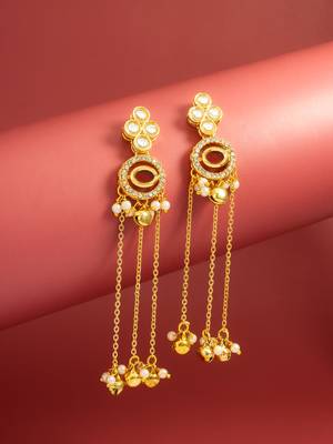 presents kundan maroon stone chain tassel drop earrings 1