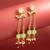 party wear kundan green hexagon stone chain tassel drop earrings