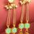 party wear kundan green hexagon stone chain tassel drop earrings