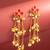 kundan pink floral chain tassel drop earrings with ghungroo for party wear
