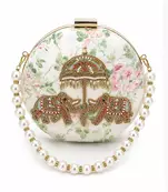 Jaipur Elephant Hand-Embroidered Round Clutch