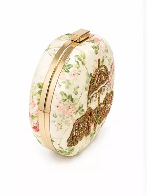 Jaipur Elephant Hand-Embroidered Round Clutch 3