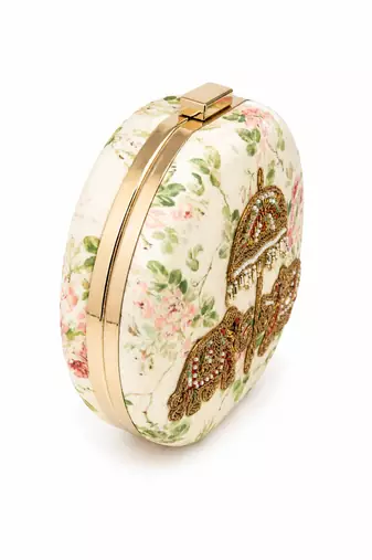 Jaipur Elephant Hand-Embroidered Round Clutch