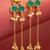 wedding wear kundan green hexagon chandelier earrings with chain tassels