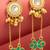 kundan chain drop earrings with green floral charm and ghungroo