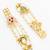 bridal wear kundan pink stone chandelier earrings with pearl bead chains