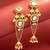 wedding wear kundan navy blue chandelier earrings with blue bead drop