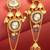 wedding wear kundan navy blue chandelier earrings with blue bead drop