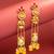 long kundan chandelier earrings with yellow bead tassels
