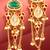 kundan green stone chandelier earrings with pink enamel pendant
