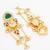 kundan green stone chandelier earrings with pink enamel pendant
